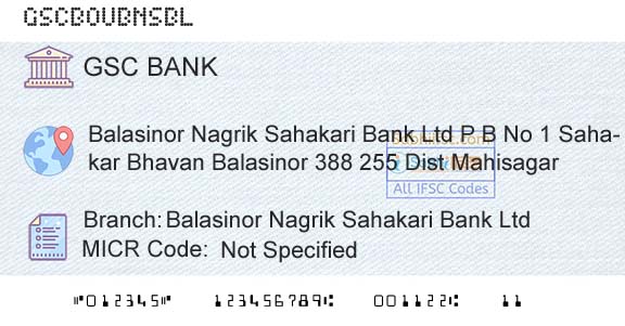 The Gujarat State Cooperative Bank Limited Balasinor Nagrik Sahakari Bank LtdBranch 