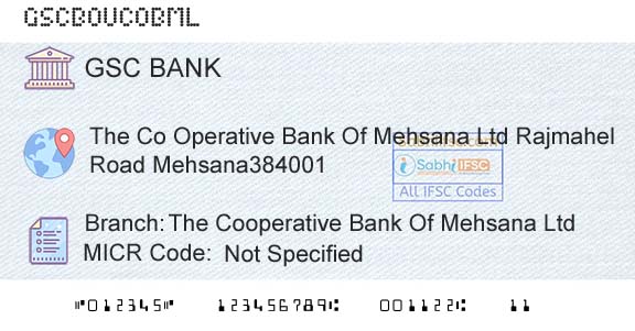 The Gujarat State Cooperative Bank Limited The Cooperative Bank Of Mehsana LtdBranch 