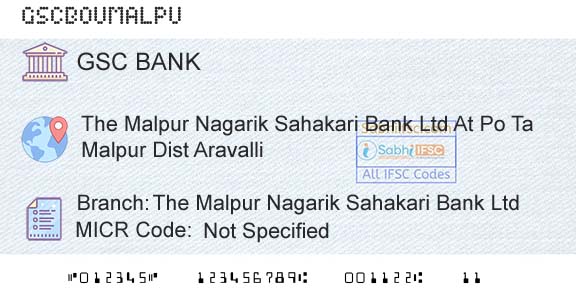 The Gujarat State Cooperative Bank Limited The Malpur Nagarik Sahakari Bank LtdBranch 