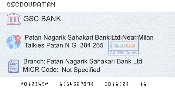 The Gujarat State Cooperative Bank Limited Patan Nagarik Sahakari Bank LtdBranch 