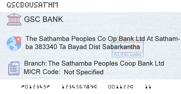 The Gujarat State Cooperative Bank Limited The Sathamba Peoples Coop Bank LtdBranch 