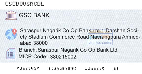 The Gujarat State Cooperative Bank Limited Saraspur Nagarik Co Op Bank Ltd Branch 