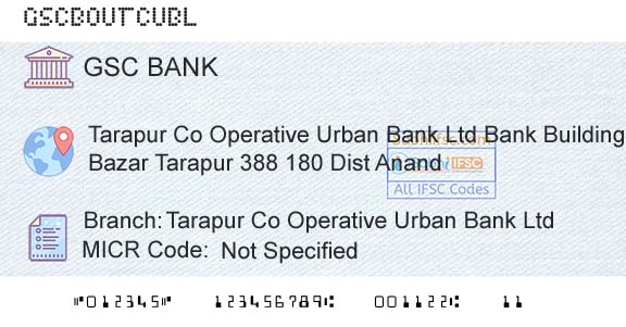 The Gujarat State Cooperative Bank Limited Tarapur Co Operative Urban Bank Ltd Branch 