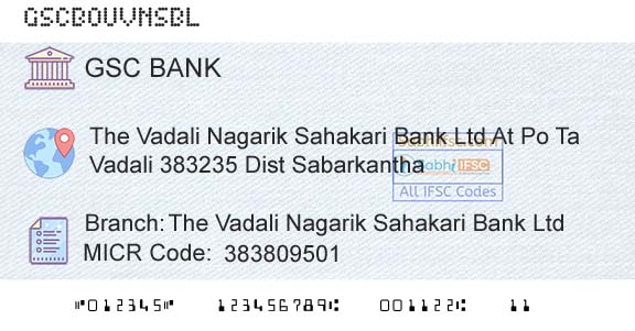 The Gujarat State Cooperative Bank Limited The Vadali Nagarik Sahakari Bank LtdBranch 