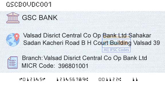 The Gujarat State Cooperative Bank Limited Valsad Disrict Central Co Op Bank Ltd Branch 