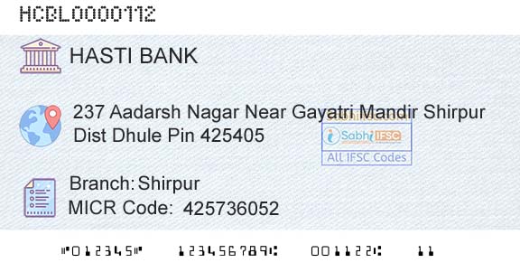 The Hasti Coop Bank Ltd ShirpurBranch 