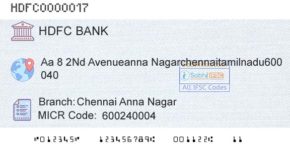 Hdfc Bank Chennai Anna NagarBranch 