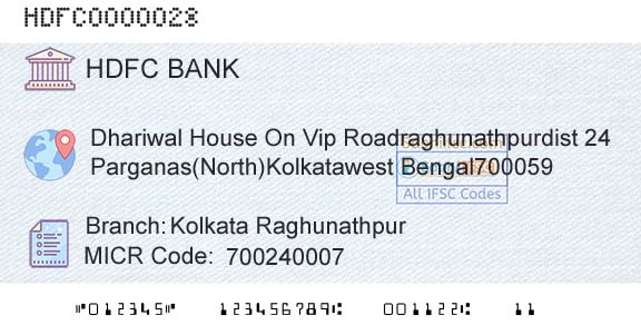 Hdfc Bank Kolkata RaghunathpurBranch 
