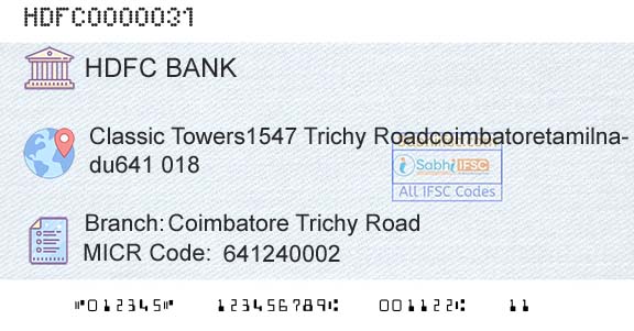 Hdfc Bank Coimbatore Trichy RoadBranch 