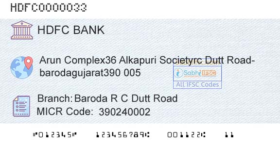 Hdfc Bank Baroda R C Dutt RoadBranch 