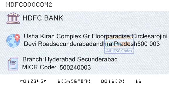 Hdfc Bank Hyderabad SecunderabadBranch 