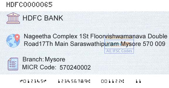 Hdfc Bank MysoreBranch 