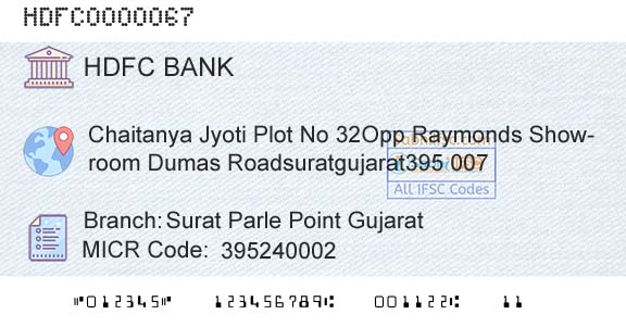 Hdfc Bank Surat Parle Point GujaratBranch 