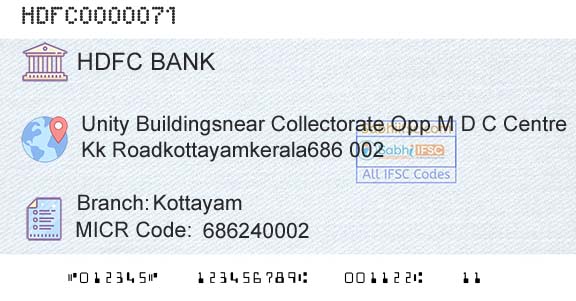 Hdfc Bank KottayamBranch 