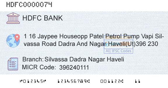 Hdfc Bank Silvassa Dadra Nagar Haveli Branch 