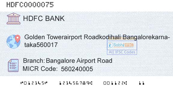 Hdfc Bank Bangalore Airport RoadBranch 