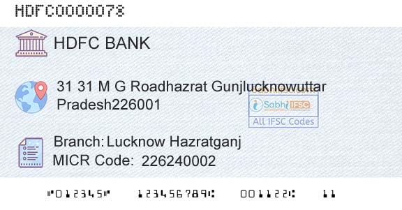 Hdfc Bank Lucknow HazratganjBranch 