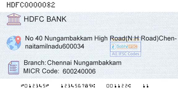 Hdfc Bank Chennai NungambakkamBranch