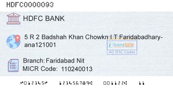 Hdfc Bank Faridabad Nit Branch 