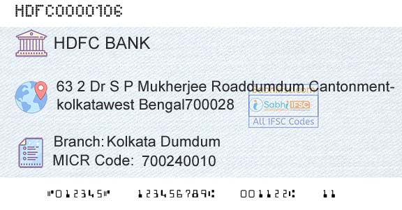 Hdfc Bank Kolkata DumdumBranch 