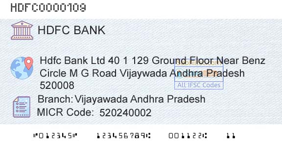 Hdfc Bank Vijayawada Andhra PradeshBranch 