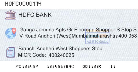 Hdfc Bank Andheri West Shoppers StopBranch 
