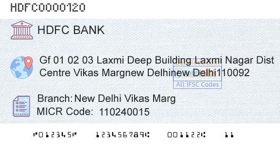 Hdfc Bank New Delhi Vikas MargBranch 