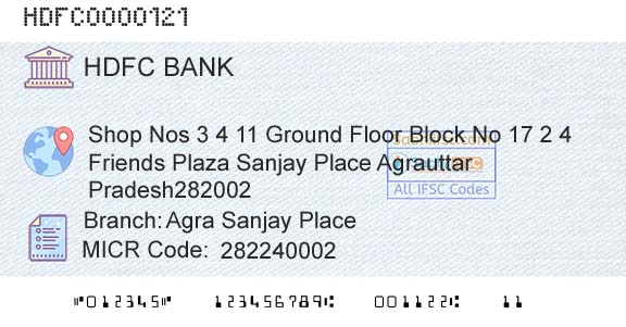 Hdfc Bank Agra Sanjay Place Branch 