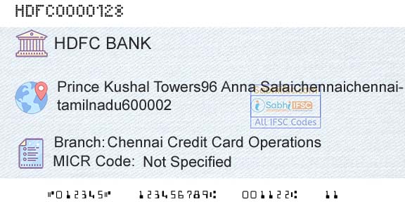Hdfc Bank Chennai Credit Card OperationsBranch