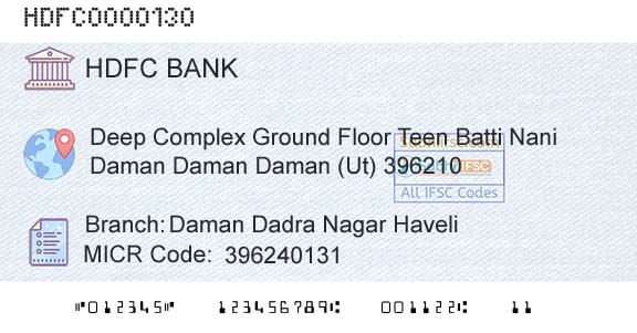 Hdfc Bank Daman Dadra Nagar HaveliBranch 