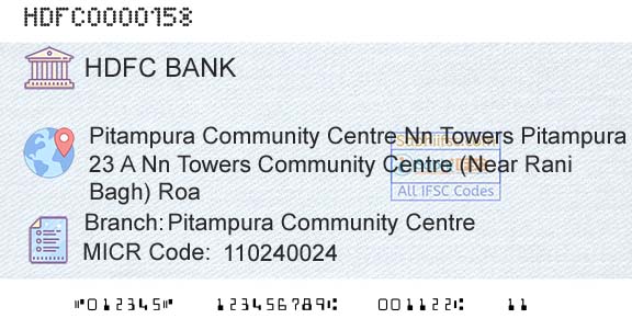 Hdfc Bank Pitampura Community CentreBranch 