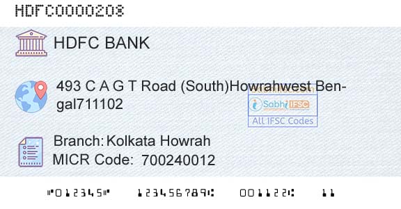 Hdfc Bank Kolkata HowrahBranch 
