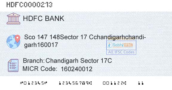 Hdfc Bank Chandigarh Sector 17cBranch 