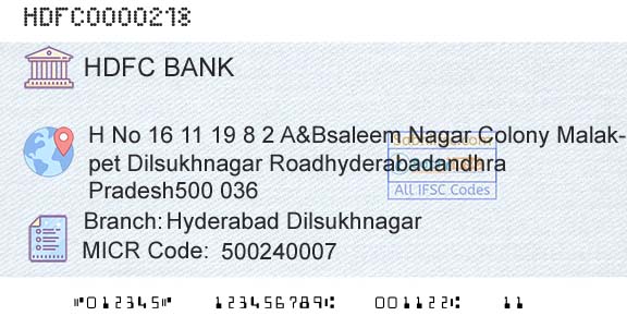 Hdfc Bank Hyderabad DilsukhnagarBranch 