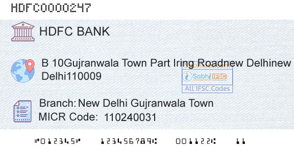 Hdfc Bank New Delhi Gujranwala TownBranch 