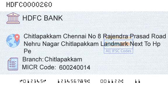 Hdfc Bank ChitlapakkamBranch 