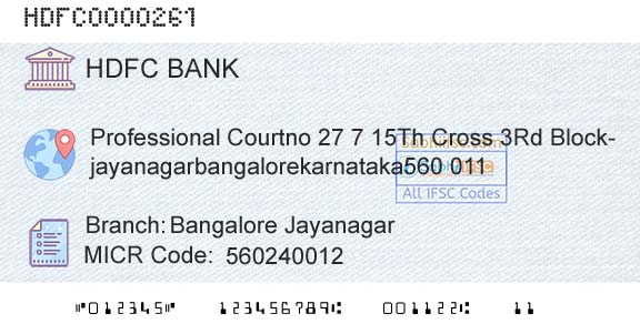 Hdfc Bank Bangalore JayanagarBranch 