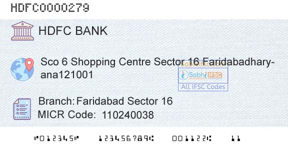 Hdfc Bank Faridabad Sector 16Branch 