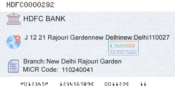 Hdfc Bank New Delhi Rajouri GardenBranch 