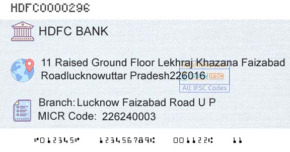 Hdfc Bank Lucknow Faizabad Road U PBranch 