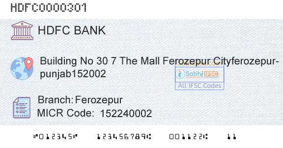 Hdfc Bank FerozepurBranch 