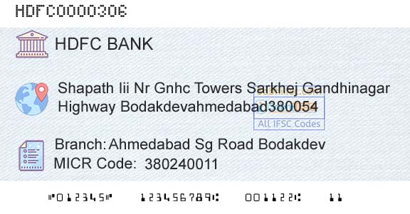 Hdfc Bank Ahmedabad Sg Road BodakdevBranch 