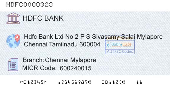 Hdfc Bank Chennai MylaporeBranch 