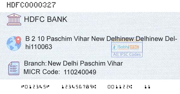 Hdfc Bank New Delhi Paschim ViharBranch 