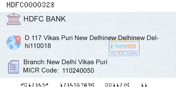 Hdfc Bank New Delhi Vikas PuriBranch 