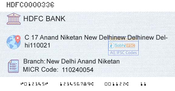 Hdfc Bank New Delhi Anand NiketanBranch 