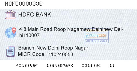 Hdfc Bank New Delhi Roop NagarBranch 