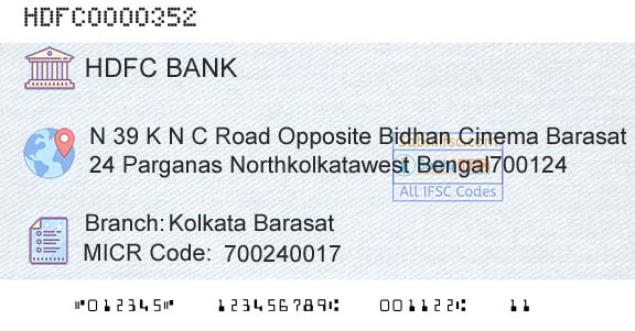 Hdfc Bank Kolkata BarasatBranch 