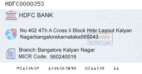 Hdfc Bank Bangalore Kalyan NagarBranch 