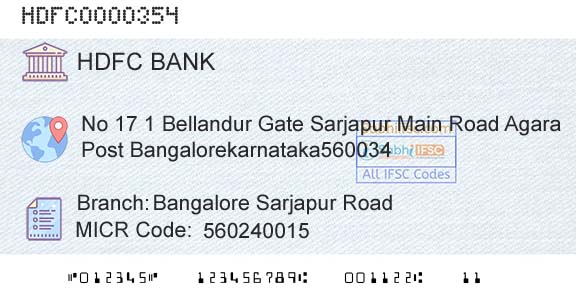 Hdfc Bank Bangalore Sarjapur RoadBranch 